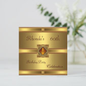 招待状60番目の誕生日金ゴールドオン金ゴールド 招待状 (スタンド正面)