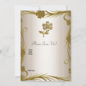 招待状60thバースデーパーティー金ゴールドオンクリームフローラ 招待状 (裏面)