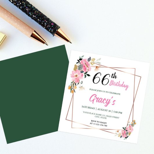 招待状66誕生日 招待状