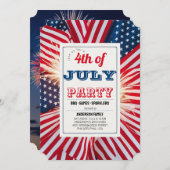 招待状7月4日バーベキューパーティー 招待状 (正面/裏面)