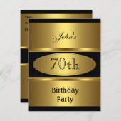 招待状70thバースデーパーティー金ゴールドブラックメンズ 招待状 (正面/裏面)