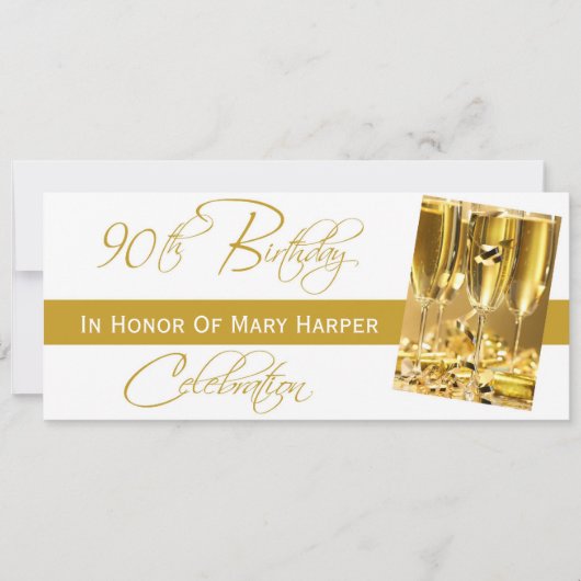 招待状90歳の誕生日パーティーお祝い 招待状 (正面)