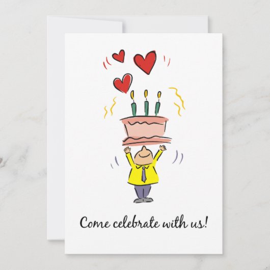 招待状90th Birthday Party with Cake 招待状 (正面)