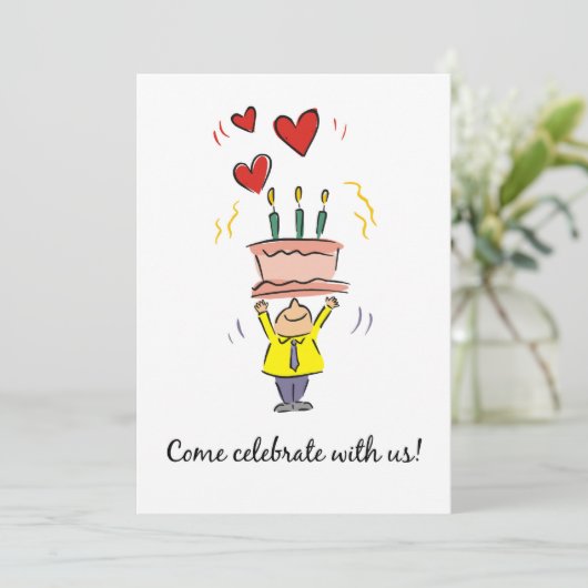 招待状90th Birthday Party with Cake 招待状 (スタンド正面)