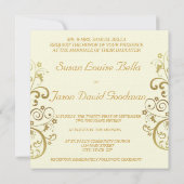 招待状--アイボリーと金ゴールド旋回 招待状 (裏面)