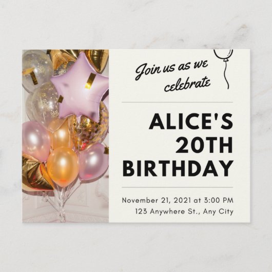 招待状🥳🎉🎂 インビテーションポストカード (正面)