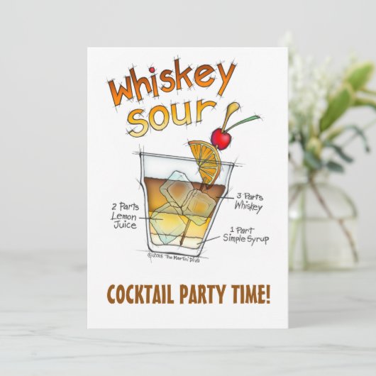 招待状-ウイスキーサワーのレシピのカクテルの芸術 招待状 (スタンド正面)