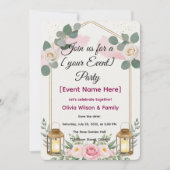 招待状 エレガントな花のランタン (正面)