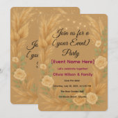 招待状 エレガントな花のランタン (正面/裏面)