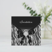 招待状 エレガント シルバー ブラック ホワイト ジュエル ゼブラ (スタンド正面)