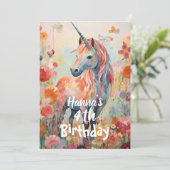 招待状 エレガント パステル ピンク 魔法のユニコーン (スタンド正面)