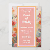 招待状 エレガント パステル ピンク 魔法のユニコーン (裏面)