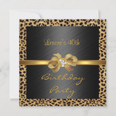 招待状 エレガント 40歳誕生日 レオパード ゴールド (正面)