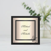 招待状 エンゲージメント グラマー クリーム ブラック フローラル (スタンド正面)