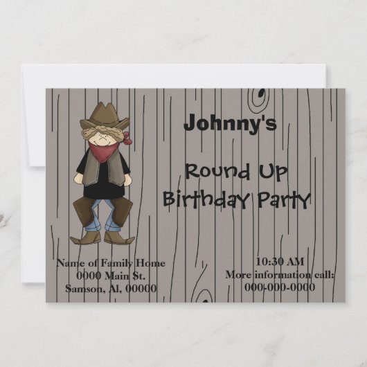 招待状·カウボーイ誕生パーティー 招待状 (正面)