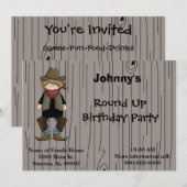招待状·カウボーイ誕生パーティー 招待状 (正面/裏面)