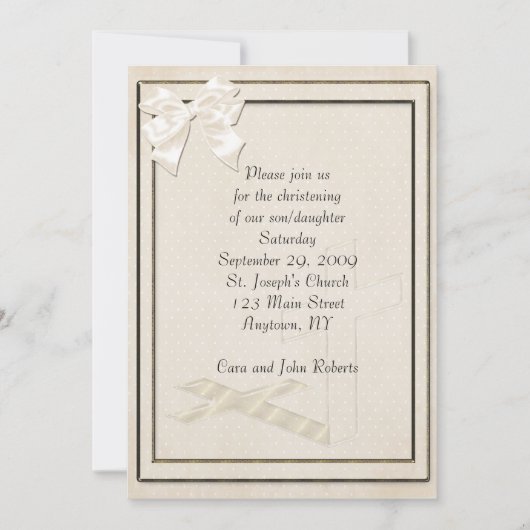 招待状《キリスト教》洗礼式や命名式クリームクロス 招待状 (正面)