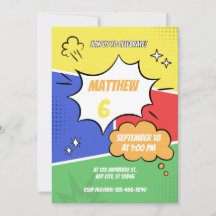 招待状 - コミックスタイル - 名前と年齢をカスタマイズ