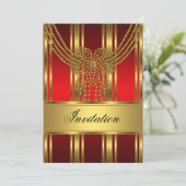 招待状　ゴールドとレッドの　パーティー 招待状 (スタンド正面)
