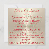 招待状 - ゴールドのリボンと赤い蝶結び (裏面)