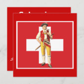 招待状-スイス国民の日威厳がある1 BBQ 招待状 (正面/裏面)