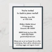 招待状:ピアノ·リサイタルとピアノ鍵 招待状 (裏面)