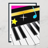 招待状:ピアノ·リサイタルとピアノ鍵 招待状 (正面/裏面)