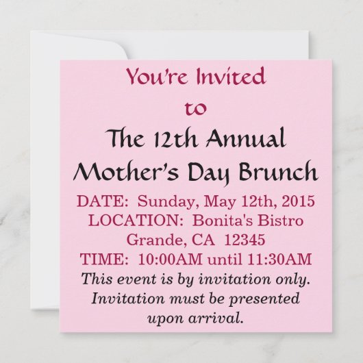 招待状 – ピンク《植物》百日草 (裏面)