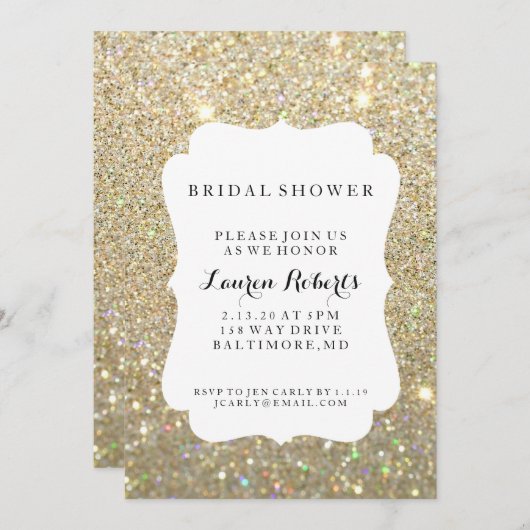 招待状-ブライダルシャワーデイファブ – 金ゴールド 招待状 (正面/裏面)