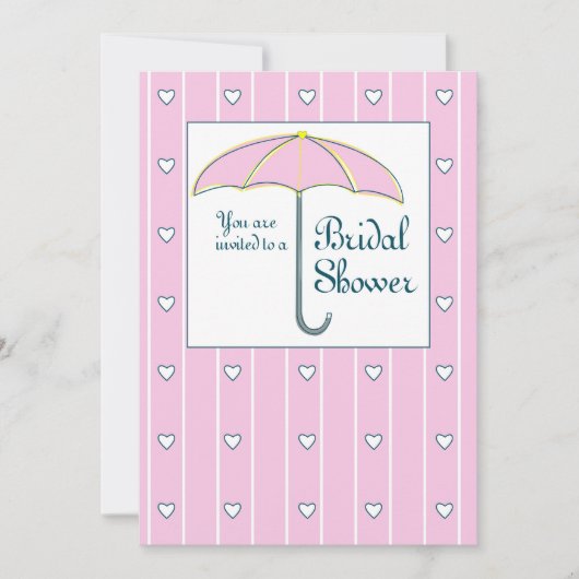 招待状、ブライダルシャワーピンクアンブレラ 招待状 (正面)