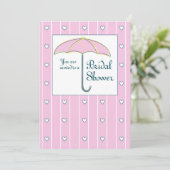 招待状、ブライダルシャワーピンクアンブレラ 招待状 (スタンド正面)
