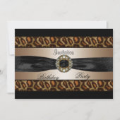 招待状 ブラック ベージュ ゴールド アニマル リボン 2 (正面)