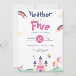 招待状 - プリンセス テーマ - 名前と年齢をカスタマイズ