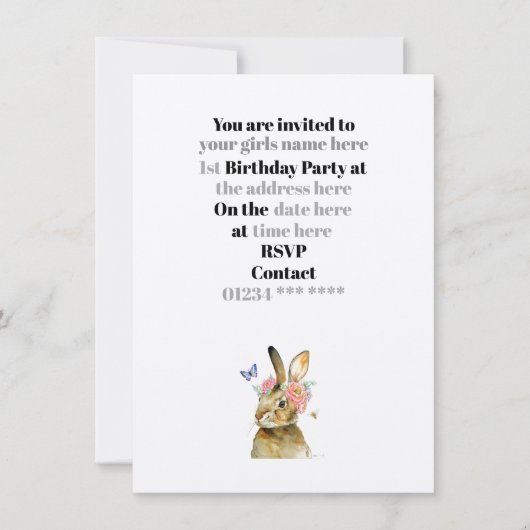 招待状 – ベビーガールズ1st誕生日パーティー (正面)