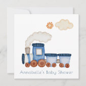 招待状：ベビーシャワー：おもちゃ列車 招待状 (正面)