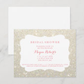 招待状 – ホワイト金ゴールドグリットファブブライダルシャワーデイP (正面/裏面)