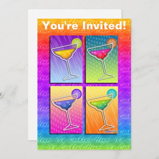 招待状-ポップアートのマルガリータ 招待状 (正面/裏面)