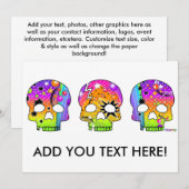 招待状 - ポップアート スカル (正面/裏面)