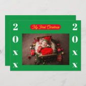 招待状 – マイ初めてのクリスマス – 写真/年の追加 (正面/裏面)