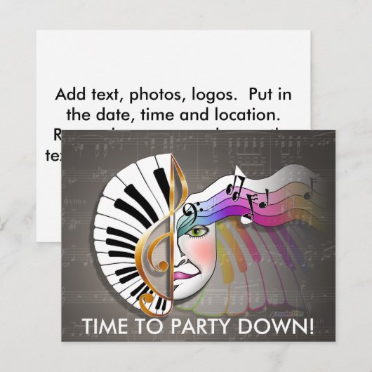 招待状 – ミュージックマスク (正面/裏面)