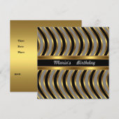 招待状 メタル ゴールド ブラック 誕生日パーティー (正面/裏面)