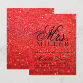 招待状 - ライトレッド グリッター ファブリック 未来のミセス ブライダル (正面/裏面)