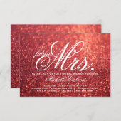 招待状 – レッドグリットブライダルシャワーフューチャーミセス。 (正面/裏面)