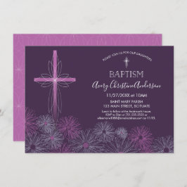 招待状-女の子--に洗礼を施す洗礼カスタム 招待状