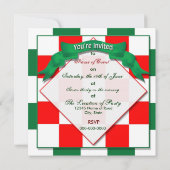 招待状- -市松模様に赤/緑 招待状 (裏面)