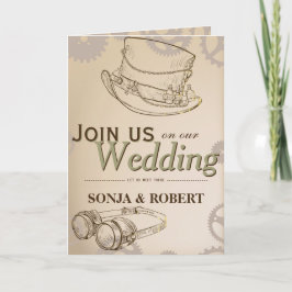 招待状-帽子およびGooglesのSteampunk 招待状