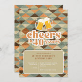 招待状「応援から40年」ヴィンテージ幾何学的 招待状 (正面/裏面)