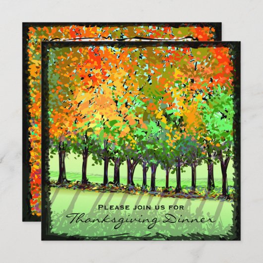招待状-感謝祭の夕食-秋の木 招待状 (正面/裏面)