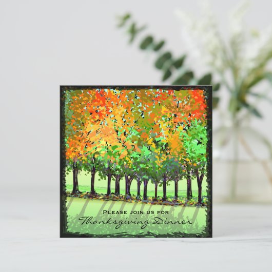 招待状-感謝祭の夕食-秋の木 招待状 (スタンド正面)
