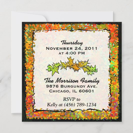 招待状-感謝祭の夕食-秋の木 招待状 (裏面)